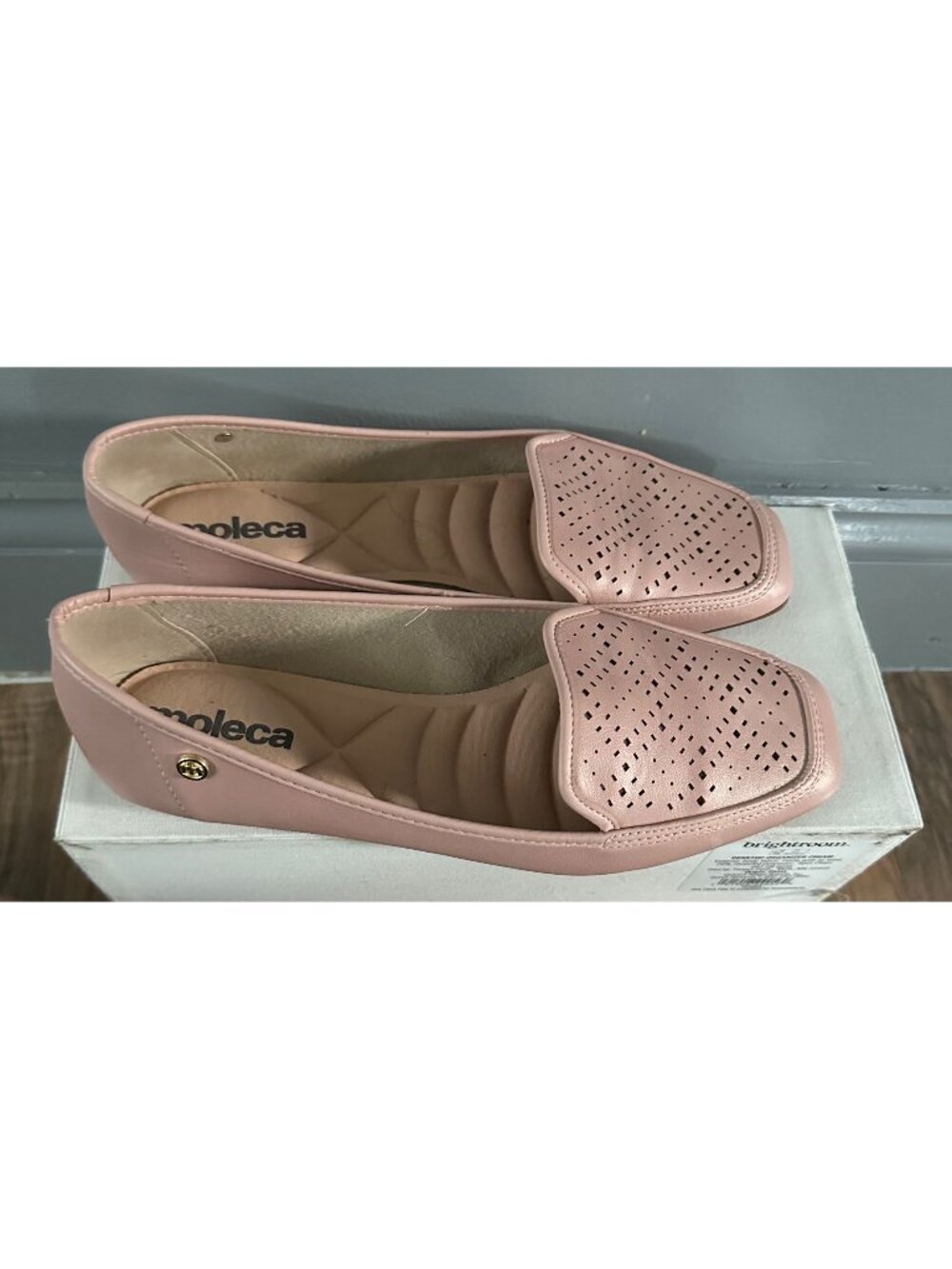 Moleca Womens 8 Blush Pink Beige Slip On Flats Retro Ballet Shoes comfort summer